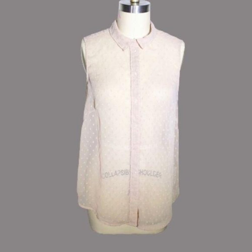 H&M Blush Pink Sheer Swiss Dot Sleeveless Blouse